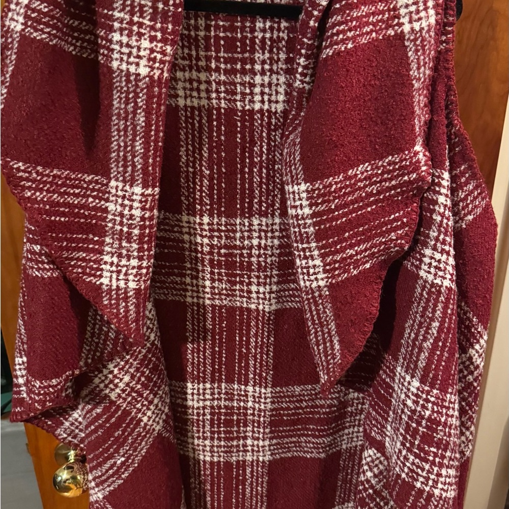 Plaid Burgundy Sweater Vest for Women